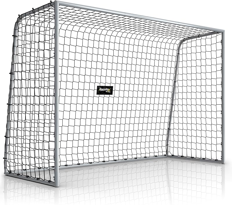 Racetex Portería de fútbol para jardín infantil [resistente a la intemperie] – Portería de fútbol para niños y adultos con marco de metal estable y anclajes de tierra – Portería de fútbol cómoda de