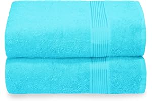 GLAMBURG Baumwolle 2er-Pack Oversized Badetuch-Set 70 x 140 cm, große Badetücher, Ultra saugfähig, kompakt, schnell trocknendes und leichtes Handtuch — Türkis Blau
