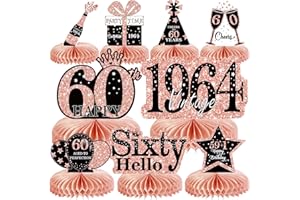 Voxisroma Deko 60. Geburtstag Frauen,9 STK Roségold Rosa Bienenwabe Mittelstück Tischdeko Geburtstag,60 Geburtstag Deko,60 Geburtstag Party Deko Supplies,Geschenke Für Frauen Zum Geburtstag
