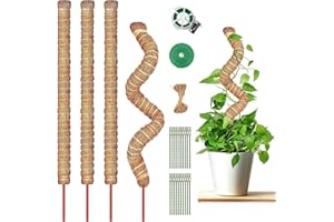 ROTKUSZ 4 Pezzi Palo per Fibra di Cocco per Piante, 70cm Bastone di Muschio, Muschio per Piante Rampicanti Bastone