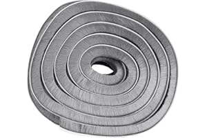 MARICATO Guarnizione a Spazzola, 6M Guarnizione Finestre Porta 9mm(L) X 15mm(P), Paraspifferi Spazzola Adesivo Per Mosche e dal Vento per Finestre e Porta Scorrevole, Isolamento Acustico - Grigio