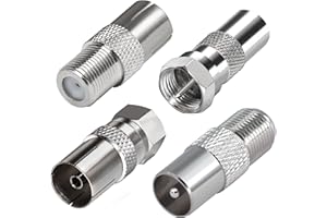 TUOLNK Adaptateur d'antenne TV F mâle/femelle vers PAL TV mâle/femelle Kit de connecteur coaxial pour câble satellite, câble d'antenne, kit d'adaptateur de type F vers coaxial 4 pièces