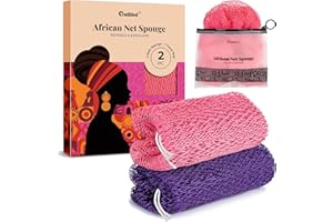 CORATED 2 pezzi Rete Africana per Esfoliazione, Reti Spugnetta per il Bagno, Pulizia Estetica della Pelle per Doccia e SPA (Rosa e Viola)