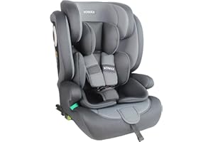 XOMAX LM238 Siège auto avec ISOFIX, évolutif, de 9 à 36 kg, de 15 mois à 12 ans, groupe 1/2/3, harnais 5 points et harnais 3 points, housse amovible et lavable, ECE R129, gris anthracite