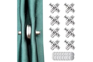 XIAOXIANXIAN 8 Paires Aimant pour Rideaux,Aimants Bouton De Rideau,Attaches Magnétiques pour Rideaux pour Rideaux de Douche, Rideaux (Argenté)
