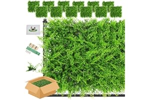 ULAND Artificial Plant Wall Panels, 12pcs Fern Greenery, Ivy Privacy Hedge Fence Screening, Home Garden Outdoor Wall Decoration 50 x 50cm (A038, 12)