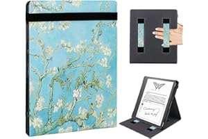 WALNEW Flip Case for 10.2-inch Kindle Scribe 2024/2022 Released, Two Hand Straps and Vertical Multi-Viewing Stand Cover with Pen Holder and Auto Wake/Sleep for 10.2” Amazon Kindle Scribe E-Reader