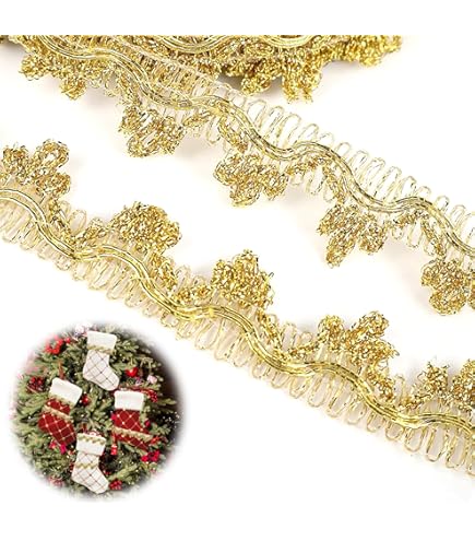 PH PandaHall 12.8m Bordure En Dentelle Métallisée, 1.9 Cm