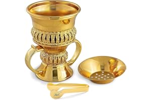AM Regal Metal Incense Burner - Bakhoor Burner Mubkhara – Frankincense Resin Burner - Ideal for Yoga, Spa & Aromatherapy (Gold, Small)