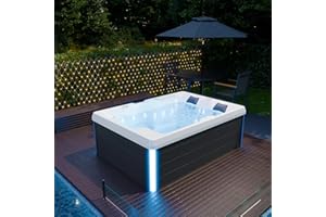 Tronitechnik Outdoor Whirlpool Spa ELBA Außen Whirlpool weiß 210cm x 150cm mit Heizung, Hydromassage, Sanitäracryl und Farblichtherapie