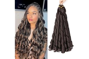 CAZSYSDD French Curly Braiding Hair for Box Braids 22 inch Loose Wave Braiding Hair Pre Stretched Bouncy Braiding Crochet Spiral Curl Synthetic Extensions for Women (4#, 22 Inch)