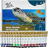 Mont Marte Premium H2O Su Karıştırılabilir Yağlı Boya Seti, 36 Par&ccedil;a, 18 ml T&uuml;pler, &Ccedil;eşitli Ortamlarla Karıştırılabilir, Su i