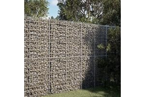 IKAYAA Gaviones de Piedra con Cubierta Muro de Gaviones Muro de Contención de Gaviones Valla de Gaviones Muro de Contención de Piedra 100x50x200 cm