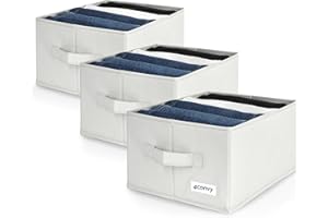 4CONVY Organizer pantaloni armadio ultra resistente – [2024 MATERIALE AGGIORNATO] 3 organizer rinforzati e rigidi con ampi scomparti – organizer cassetti per jeans maglioni – organizzatore
