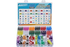 AUKENIEN 33 Valeurs 300 pièce Fusible Voiture Set 2A 3A 5A 7.5A 10A 15A 20A 25A 30A 35A 40A Standard Mini Micro Petit Fusibles pour Auto Moto Automobile Car Fuses et Extracteurs de Fusible