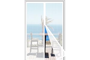 ORUMRUD Moustiquaire Porte Magnétique 70x205 cm Fibre de verre，Moustiquaire Porte Fenetre Maille renforcée，Fermeture Automatique，Anti-rayures，Retardateur de flamme， Installation sans Outil，Blanc