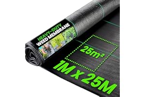 Green Thumbz Heavy Duty Weed Control Fabric – 1m x 25m (100gsm) - Landscape Membrane for Garden, Patios & Flower Beds