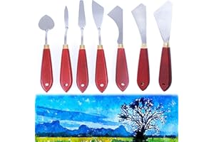 CINY Painting Knife Set, Stainless Steel Palette Knife Oil Painting Mixing Scraper, Painting Art Spatula with Wood Handle, Oil Painting Shovel, Painting Knife Tools for Paint Art Color Mixing (7pcs)