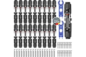 ETIEVORT 18 Pares MC4 Conectores Solares, Solar Panel Cable Conector, Conector Solar Fotovoltaico, Conectores de Cable de Panel Solar, Macho/Hembra Conector Impermeable de Anillo de Sello Impermeable