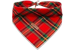 Lionheart glory Hundehalstuch 1 Päckchen waschbar weiche Baumwolle Weihnachten Lätzchen Schal, einstellbar Kerchief Quadratische Hund Halstücher für Groß Hunde Kariert Halstücher