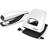 Leitz NeXXt Locher und Heftgerät Set für bis zu 30 Blatt, Inkl. Heftklammern, perlweiß, WOW, 50951001