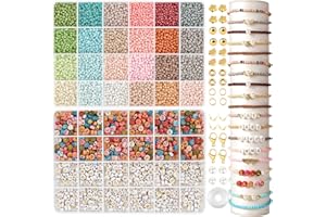 HOLDLEAF Perles pour bracelets, perles de 3 mm, à enfiler, bracelets à faire soi-même avec 720 A - Z, ensemble de perles pour bracelets, bijoux, fêtes, vacances