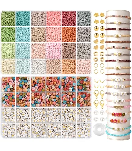 Kit 4000 Perles 6mm Multicolores Avec Lettres A-Z - Création Bracelets DIY Cadeaux