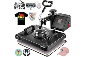 VEVOR Presse à Chaud 5 en 1 Presse de la Chaleur 38x 30cm Machine de Sublimation Textile Heat Press Pivotant à 360 Degrés pour t-Shirts/Tasse/Chapeau/Assiette/Casquette