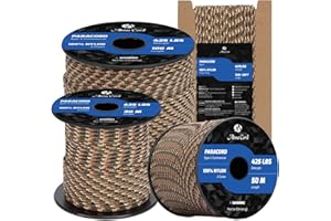 Abma Cord Paracorde 3mm 50m Corde Nylon Type II 3 Brins Corde de Survie, Corde Extérieure pour Linge Extérieur - Max. 192 kg - Caché Camo