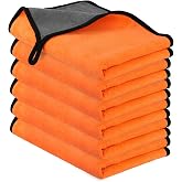 URAQT Car Cloths, 6PCS 40 x 60 cm Car Drying Towel, 400 GMS Absorbent Car Towel, Microfiber Cleaning Cloth Set Versatile for