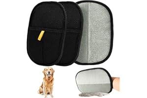 Kunoli 3 Pièces Gant Poil Chat, Double Face Brosse Poils Animaux, Réutilisable Brosse Anti Poils Animaux pour Lavage DémêLage Et Toilettage, Gant Brosse Chat pour Canapé Meubles Tapis Siège Auto