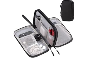 Arae Elektronik Zubehör Organizer, Kabeltasche Travel Essentials, Doppelschicht Reise Kabel Tasche, Electronic Accessories für Ladegerät, USB, SD Karten (Schwarz, M)