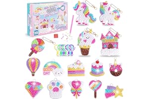 UMILKI DIY 5D Diamante Pintura Kit, 15pcs Llaveros Pintura Diamantes Unicornio, Autoadhesivo Diamond Painting Kit Completo Niños, Mosaicos Dibujo de Diamantes Pegatinas Artes y Manualidades para Niños