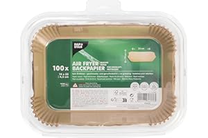 PAPSTAR, 100 papeles de horno de 22 cm x 14 cm x 4,5 cm, color marrón para freidoras de aire caliente