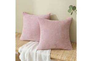 EMEMA Kordsamt Kissenbezug Dekorative Granulat Sofakissen Dekokissen Kissenbezüge Kissenhülle Couchkissen Überwurf Kissen Bezug Zierkissen für Couch Sofa Wohnzimmer 2er Set 45x45 cm Rosa