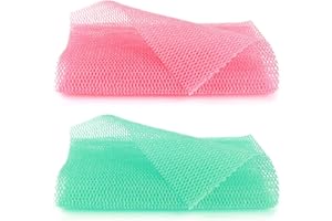 WLLHYF 2 Stück afrikanisches Peeling-Netz Nylon-Rückenschrubber Dusch-Waschlappen Körperreinigung Spa Massage Badetuch tiefenreinigend afrikanischer Netzschwamm für Damen Herren (Rosa Grün)