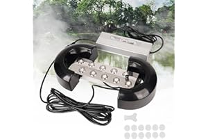MOGOULUA 10 Head Fogger Maker 7L/H Pond Ultrasonic Fogger with IP67 Waterproof Power Supply A pair of Buoys Heavy Mist Maker Garden Mist Air Humidifier for Halloween Christmas Wedding Party