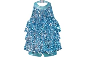 inhzoy Vestito Pattinaggio Artistico Bambina con Paillettes Leotard Vestito Danza Moderna Jazz Tutu Balletto Dancewear Abiti da Ballo Latino Costume Ballerina Samba