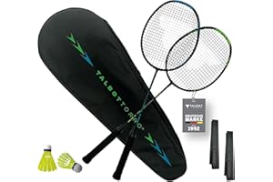 ‎TALBOT TORRO Talbot-Torro Badminton Set Professional I 2 Carbon-Schläger I 2 Federbälle I 2 Griffbänder I Schlägertasche I Leicht & Robust I Für Anfänger & Fortgeschrittene I Outdoor & Indoor