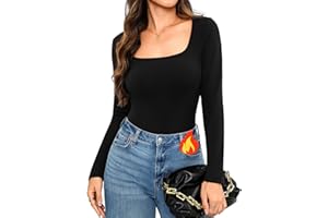 Aottori sous Vetement Thermique Femme Haut T-Shirt à Manches Longues col Carré Chauds sous-Vêtements Thermiques Léger Pull Tee Shirt Chic Élégant Hiver Automne