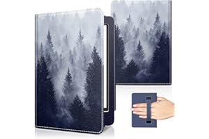 MoKo Case Fits 6" Kindle Paperwhite(10th Gen 2018 and All Paperwhite Gens Prior to 2018), Auto Wake/Sleep Slim PU Leather Stand Smart Cover Shell with Hand Strap for Kindle Paperwhite, Gray Forest