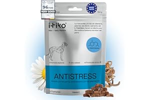 ITIKO Suplemento alimenticio calmante para perros deliciosos contra el estrés | Sedativo natural para perros | Antiladridos, fácil de digerir, ingredientes naturales, vitaminas, L-triptófano para