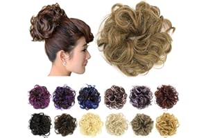 IMISSU 2 sztuki niechlujny kok treska Updo fałszywe gumki przedłużanie kucyka faliste kręcone treski Chignon pałąk dla kobiet dziewczyn (2 szt. Jesion miedź)