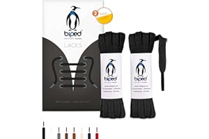biped LACES 2 paires de lacets plats en coton, largeur 7 mm - lacets de qualité résistants à la déchirure pour chaussures, bottes et baskets en cuir - fabriqués en UE z2904
