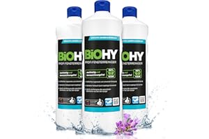 BiOHY Nettoyant vitres professionnel (3 x 1l Bouteille) | Nettoyage sans Bandes des Surfaces de Verre, de fenêtres et de miroirs (Fensterreiniger)
