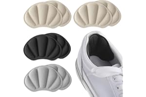 Molain 4 pares de almohadillas para el talón, autoadhesivas para el talón, almohadillas para zapatos demasiado grandes y sueltos, antideslizantes, almohadillas para el talón (beige/negro/gris)