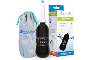 Brondell GS-70BLK GoSpa Essential Portable Bidet for Everyday Use, Camping, Hiking and Outdoor Activities, Compact and Discreet, Includes Travel Bag 400ml, Midnight/Getaway Solids