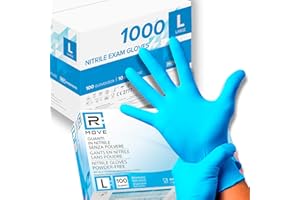 R MOVE 1000 guantes de nitrilo sin polvo, sin látex, hipoalergénicos, certificados CE según EN455, guantes médicos desechables (Talla L)