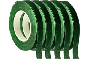 AMANDELIZABE Floratape 5 Rollen grünes Band, selbstklebend, Floratape für Blumenstrauß, Verpackungen von Blumen, Stiel, DIY, Handwerk, Girlande, Hochzeit