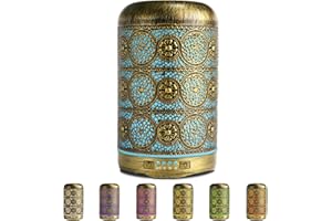 SALKING Dyfuzor zapachowy, 260 ml, metalowy, do aromaterapii, do olejków eterycznych, nawilżacz powietrza, elektryczna lampa zapachowa, 7 kolorów światła, w stylu vintage, do domu, biura lub jogi, wielokrotnego użytku